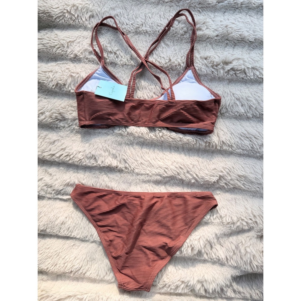 CUPSHE Ribbed Mauve Triangle Bikini Set | NWT - SIZE M - Picture 4 of 8